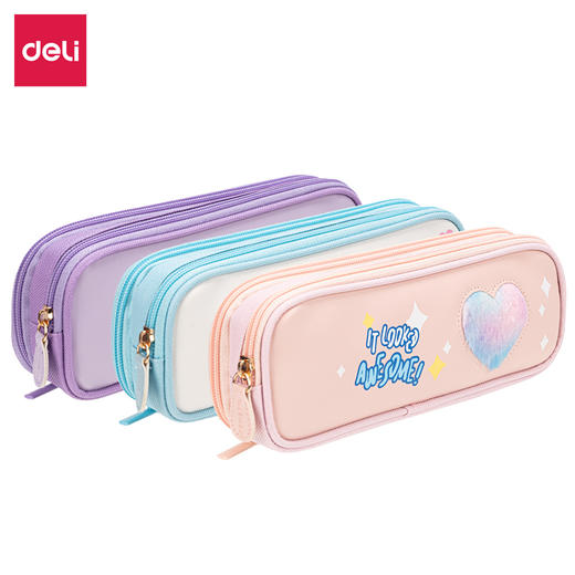 得力67084毛绒爱心笔盒式多用途笔袋(混)(只) 商品图0