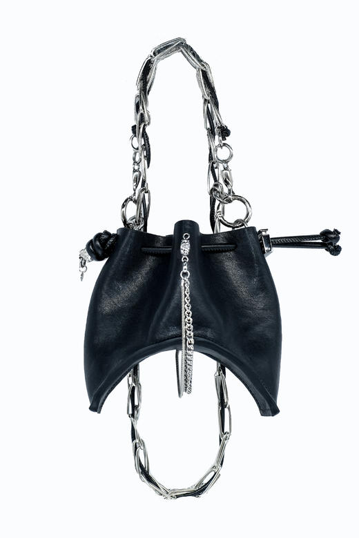 21AW TABOO｜愚人船  皮具系列 - 皱面羊皮假宝石中号月牙包 商品图1