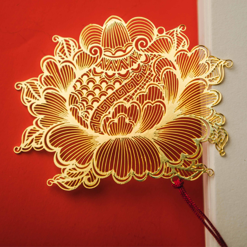 裕合祥 吉兔坊花吉祥金色寿桃书签 西单商场微商城