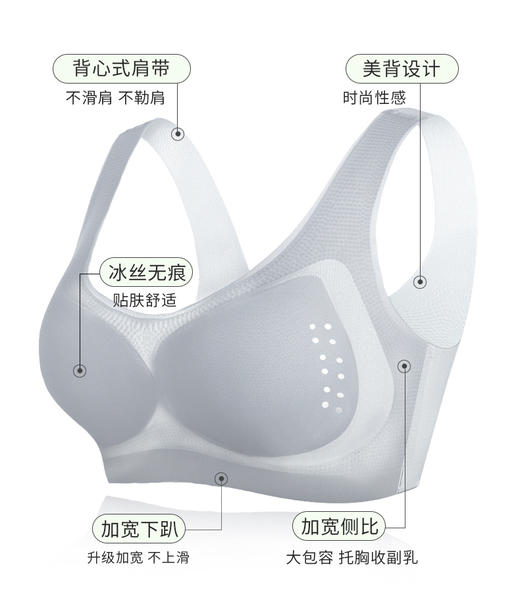 【比纸还薄的氧气洞洞文胸】一触即凉，40°也不怕❗️冰感超薄面膜文胸，无痕运动美背，无钢圈背心式大码内衣情人节送礼优选器新年礼盒年货礼盒 商品图11