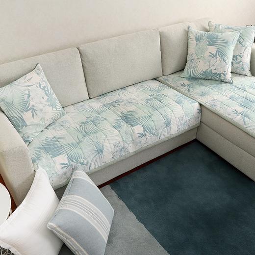 绿意沙发巾北欧简约加厚贡缎绗缝沙发垫 商品图3