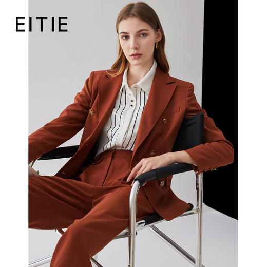 EITIE爱特爱秋季新款时尚气质收腰双排扣显瘦复古西装外套女C2103802 商品图2