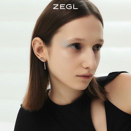 ZEGL个性串珠耳环女2021年新款潮夏季简约冷淡风耳钉925银针耳饰 商品图3