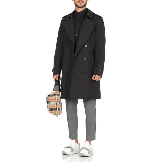BURBERRY 巴宝莉 男士肯辛顿版型 - 中长款 Trench 束腰风衣 黑色 8028105 A1177 商品图3