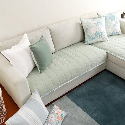 绿意沙发巾北欧简约加厚贡缎绗缝沙发垫 商品图2