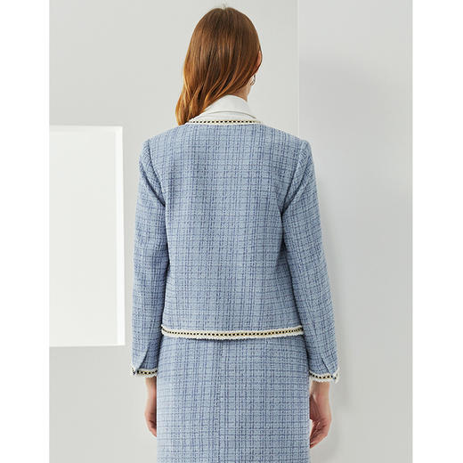 EITIE爱特爱新款洋气经典格纹优雅时尚气质显瘦短外套女C2103808 商品图5