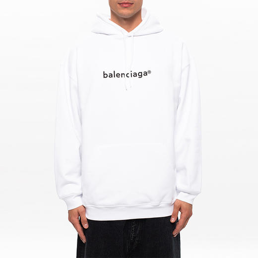 BALENCIAGA 巴黎世家 男士LOGO字母徽标印花连帽卫衣 白色 570811 TIV55 9040 商品图1