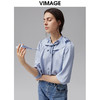 VIMAGE纬漫纪新款娃娃领纯色舒适五分袖衬衣VC2109216 商品缩略图2