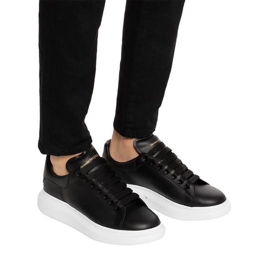 ALEXANDER MCQUEEN 亚历山大麦昆 男士黑色真皮系带大廓形休闲运动鞋 黑色 553680 WHGP5 1000 商品图3