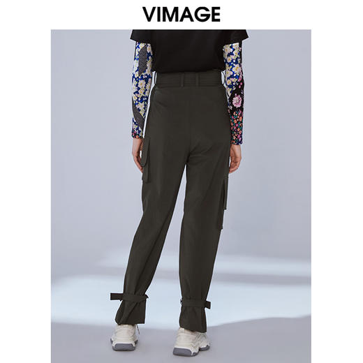 VIMAGE纬漫纪品牌女装秋款时尚显瘦宽松工装休闲高腰收脚长裤女裤V1405012 商品图3