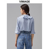 VIMAGE纬漫纪新款娃娃领纯色舒适五分袖衬衣VC2109216 商品缩略图3