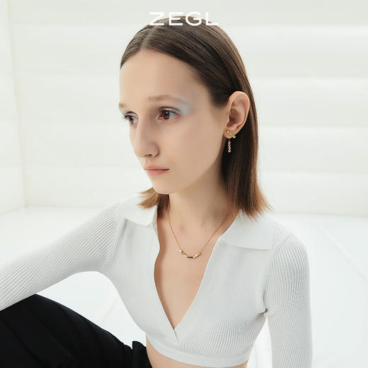 ZEGL个性串珠耳环女2021年新款潮夏季简约冷淡风耳钉925银针耳饰 商品图1