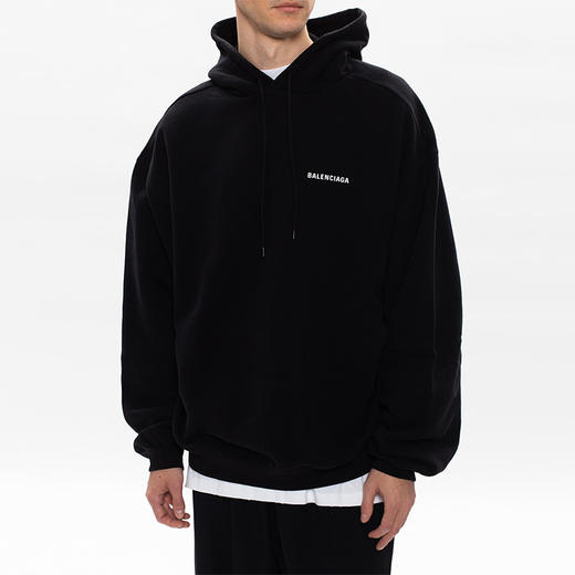 BALENCIAGA 巴黎世家 男士棉质字母徽标印花连帽卫衣 黑色 641679 TJVE5 1000 商品图1