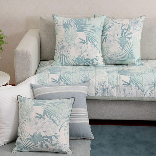 绿意沙发巾北欧简约加厚贡缎绗缝沙发垫 商品图0