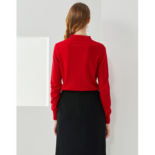 EITIE爱特爱秋季新款时尚气质半高领简约纯色羊毛针织衫上衣6401120 商品图3