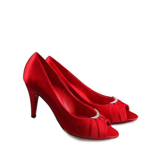 内联升女鞋女式真丝淑女鱼嘴婚鞋6852C 商品图0