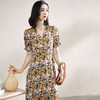 剩S/M/L 米思阳2024夏季新款气质淑女碎花裙系带修身显瘦雪纺连衣裙1066 商品缩略图1