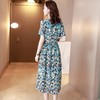 KQLFS85918新款时尚优雅气质宽松圆领短袖中长款真丝碎花连衣裙 商品缩略图4