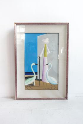 意大利中古艺术家手绘装饰画 带艺术家签章