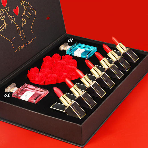 【美妆个护】七夕520情人节雕花口红香水礼盒套装玫瑰花生日礼物 商品图2