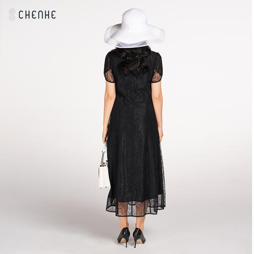 【花瓣袖礼服裙】臣禾立体修身裁剪连衣裙9212024476 商品图8