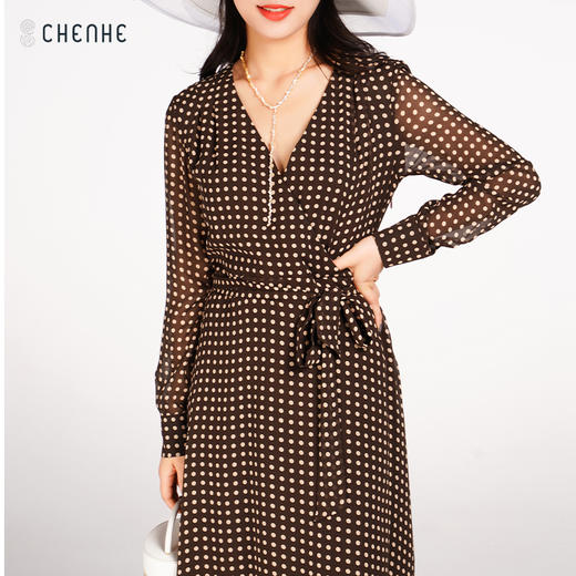 【1折】【S1】臣禾 【100%桑蚕丝】复古优雅连衣裙K211021403 商品图0