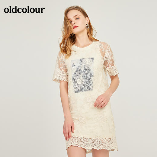 oldcolour欧珂专柜假两件蕾丝连衣裙女中长款20夏M23101337 商品图3