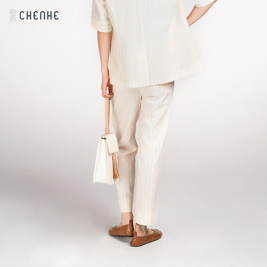 臣禾 老钱风棉麻西裤K212062404 商品图3