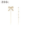 ZEGL蝴蝶结流苏耳环女夏季长款气质小众耳钉925银针不对称耳饰品 商品缩略图0