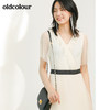 oldcolour欧珂网纱V领收腰短袖连衣裙女中长裙夏季M23101305 商品缩略图2