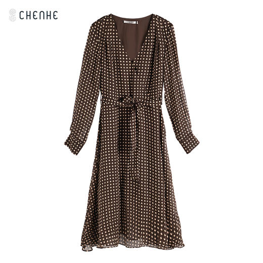 【1折】【S1】臣禾 【100%桑蚕丝】复古优雅连衣裙K211021403 商品图4