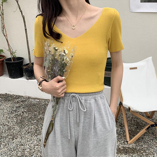 皇家丽美V领短袖针织空调衫SZ2632 商品图2