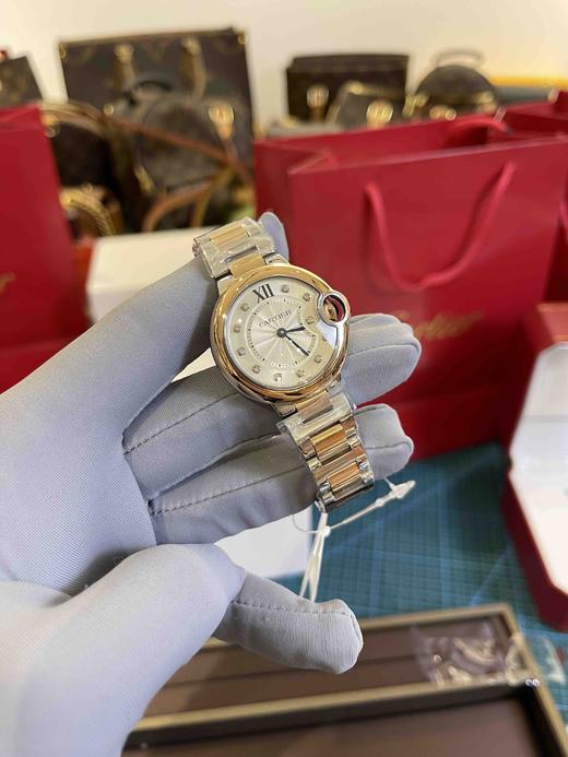 卡地亚Cartier蓝气球石英女表（玫瑰间金带钻款），地表醉强，天花板复刻 商品图5