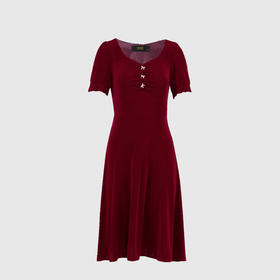 开叉性感收腰针织连衣裙