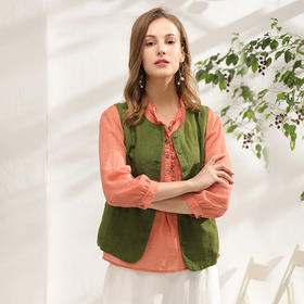 丁摩 复古亚麻做旧马甲百搭无袖休闲背心外套DJ99-WX010