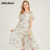 oldcolour欧珂印花高腰短袖连衣裙女中长款20夏M23101324 商品缩略图0