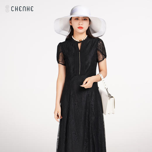 【花瓣袖礼服裙】臣禾立体修身裁剪连衣裙9212024476 商品图6