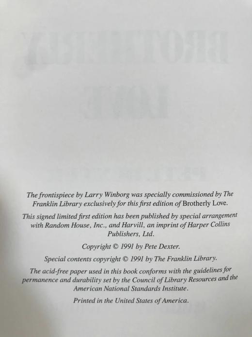 限量签名本！皮特·德克斯特《兄弟之情》 卷首配插图 豪华皮装18开 商品图5