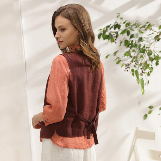 丁摩 复古亚麻做旧马甲百搭无袖休闲背心外套DJ99-WX010 商品图11