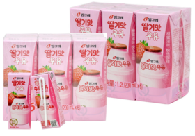 【2捆绑】宾格瑞 草莓味牛奶200ml*6【中】
