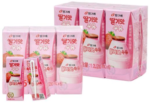 【2捆绑】宾格瑞 草莓味牛奶200ml*6【中】 商品图0