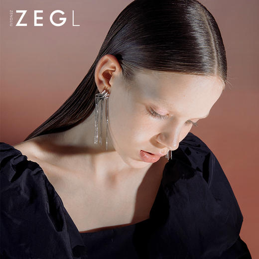 ZEGL设计师美人鱼耳环女气质长款流苏耳坠星星耳钉耳饰2021年新款 商品图3