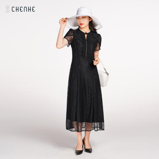 【花瓣袖礼服裙】臣禾立体修身裁剪连衣裙9212024476 商品图7