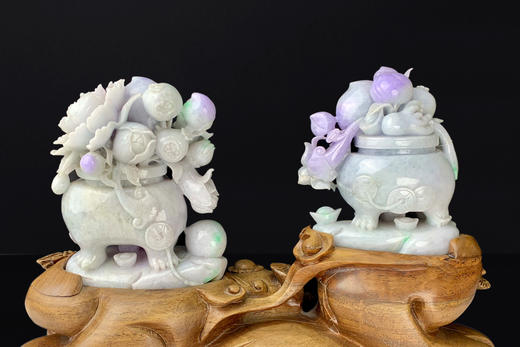 派瑞翡翠 翡翠摆件 糯种 绿色 紫色 商品图1