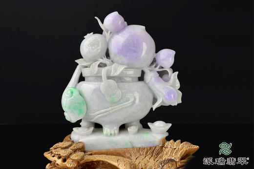 派瑞翡翠 翡翠摆件 糯种 绿色 紫色 商品图3
