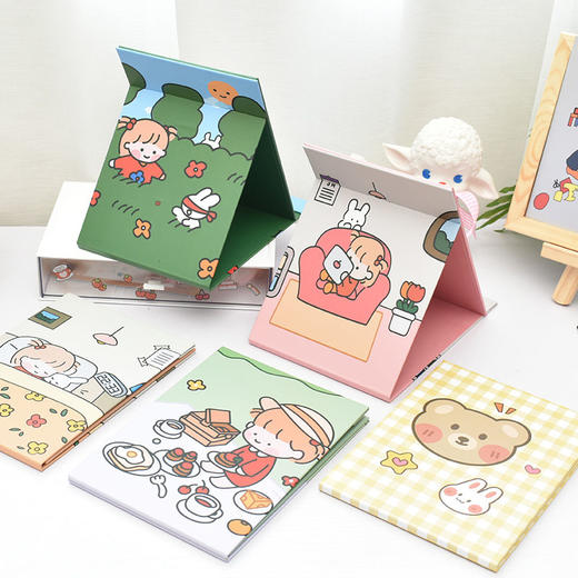 书桌折叠化妆镜梳妆镜可爱公主镜少女心学生宿舍桌面纸镜小镜子 商品图9