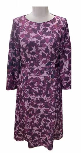 皮尔卡丹女装秋季新款印花圆领淑女知性连衣裙P1340E1863F3
