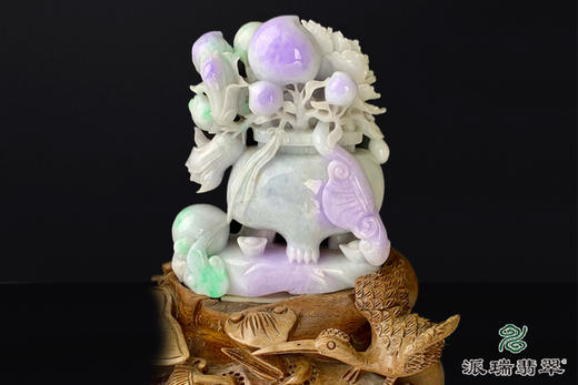 派瑞翡翠 翡翠摆件 糯种 绿色 紫色 商品图2