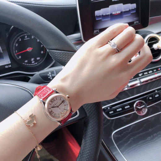 肖邦快乐钻石（红色皮带玫瑰金表盘），女士石英腕表，瑞士进口石英机芯，走时精准，完美复刻，乱真无压力～ 商品图1