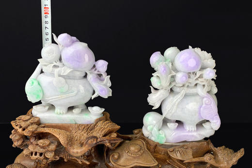 派瑞翡翠 翡翠摆件 糯种 绿色 紫色 商品图4